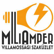 MiliAmper Villamossági Szaküzlet logó, embléma